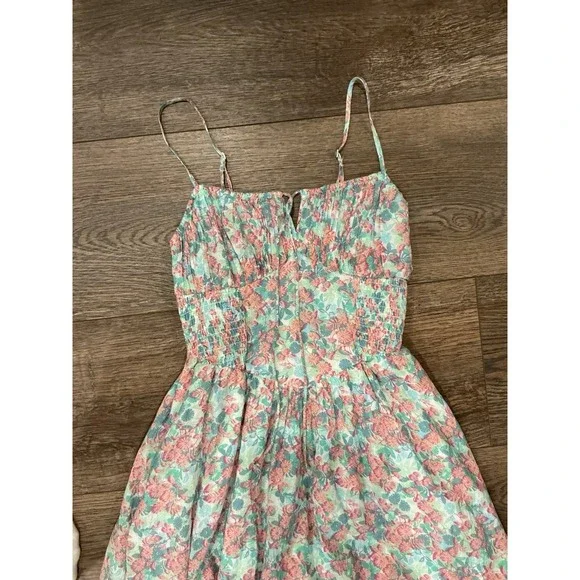American Eagle Floral Print Sun dress Corset Style Stretch Spring Summer Easter - Picture 2 of 4